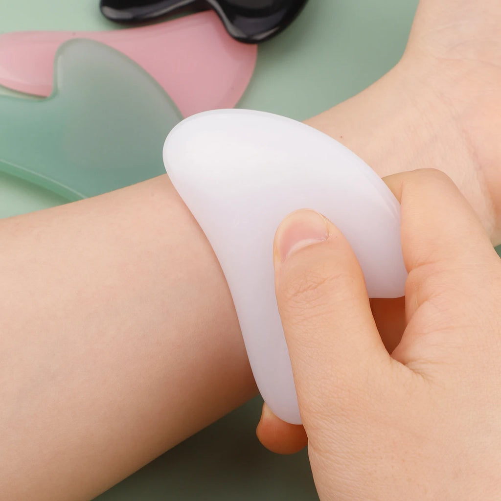 2pcs Double-end Gua Sha Massage Roller Neck Face Board Facial Skin Lifting Scraper Anti-Wrinkle Beeswax Stone Scraping Massager