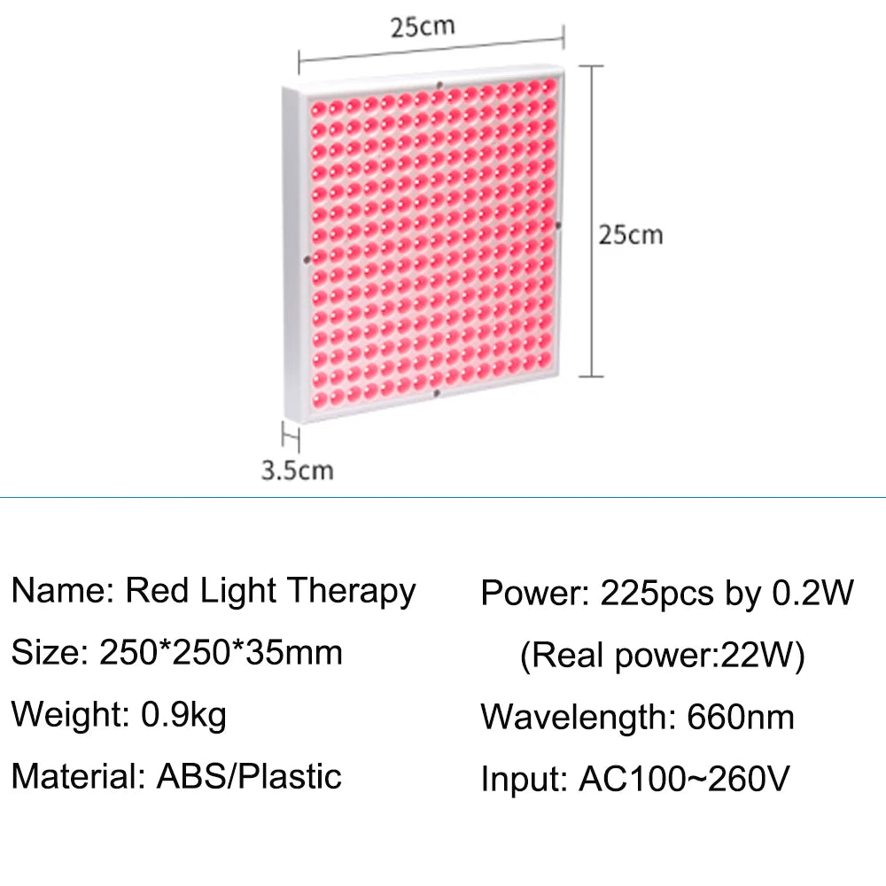 Anti Aging 850nm Infrared Panel Therapy, 660nm Red LED Facial Light Therapy  225 LED Red Light