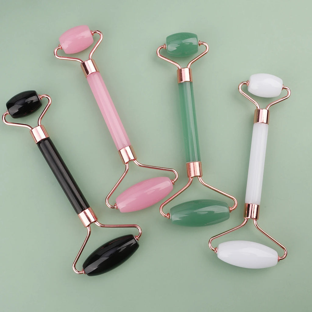 2pcs Double-end Gua Sha Massage Roller Neck Face Board Facial Skin Lifting Scraper Anti-Wrinkle Beeswax Stone Scraping Massager