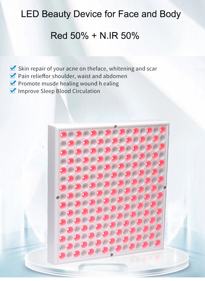 Anti Aging 850nm Infrared Panel Therapy, 660nm Red LED Facial Light Therapy  225 LED Red Light