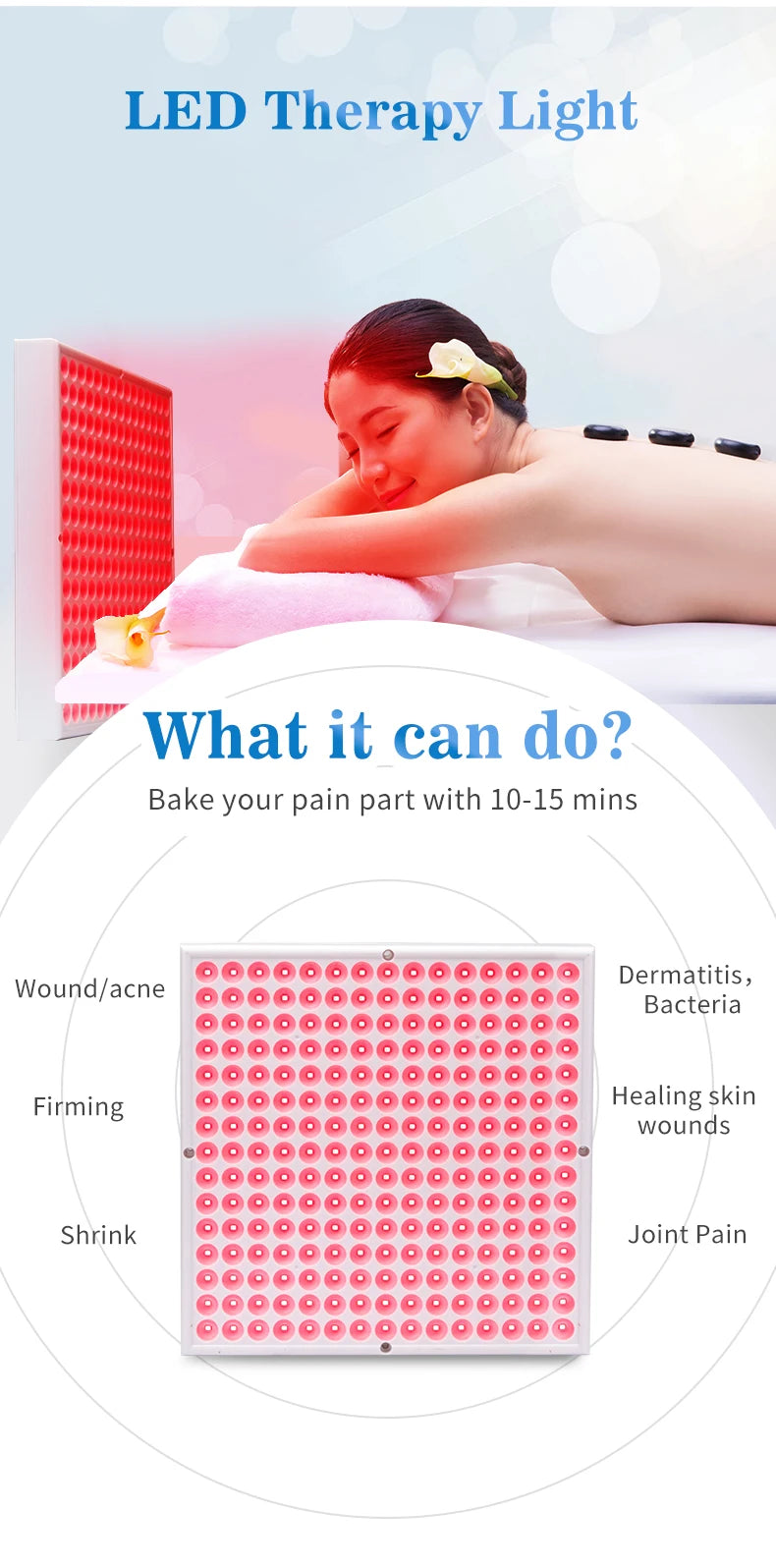 Anti Aging 850nm Infrared Panel Therapy, 660nm Red LED Facial Light Therapy  225 LED Red Light