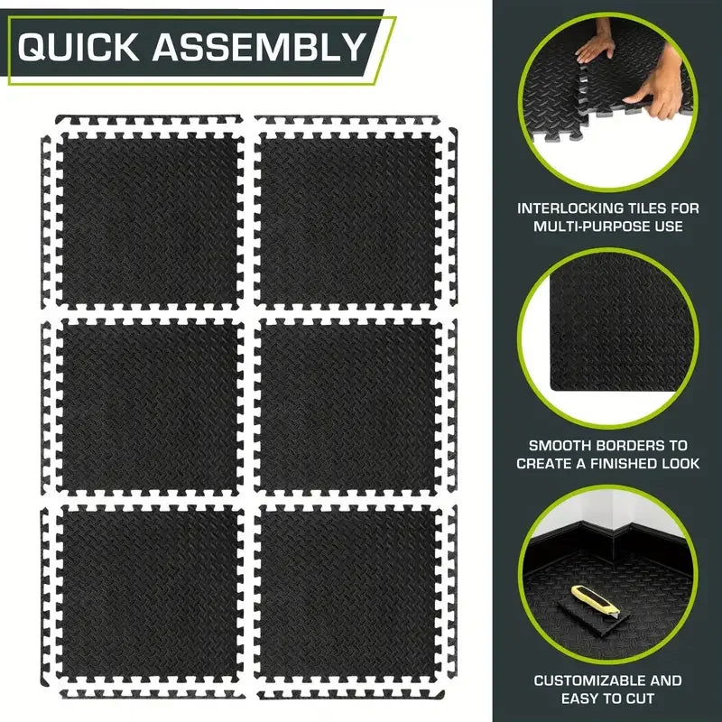 16Pcs Non-slip Waterproof Fitness Mat Shock-absorbing Floor Protection Splicing Exercise Mat Power Yoga Training Floor Tiles