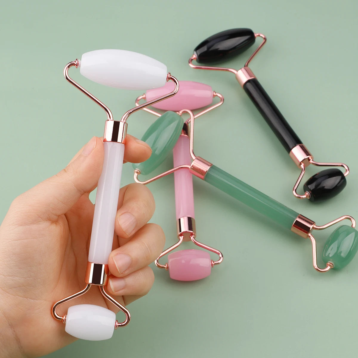 2pcs Double-end Gua Sha Massage Roller Neck Face Board Facial Skin Lifting Scraper Anti-Wrinkle Beeswax Stone Scraping Massager