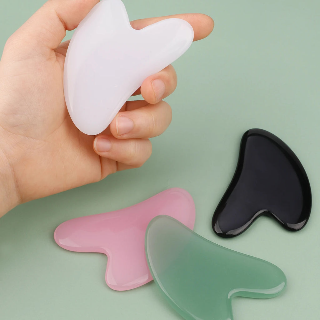 2pcs Double-end Gua Sha Massage Roller Neck Face Board Facial Skin Lifting Scraper Anti-Wrinkle Beeswax Stone Scraping Massager
