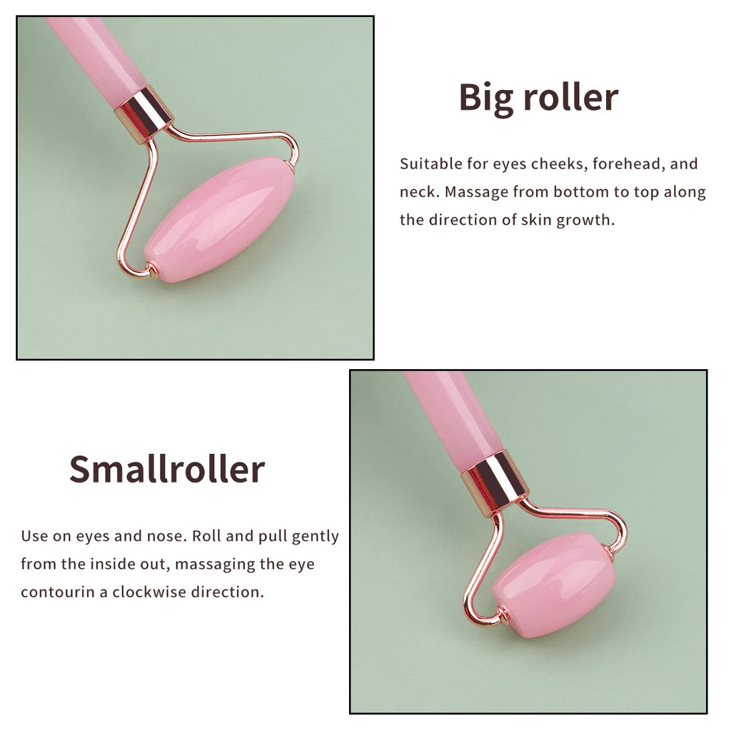 2pcs Double-end Gua Sha Massage Roller Neck Face Board Facial Skin Lifting Scraper Anti-Wrinkle Beeswax Stone Scraping Massager