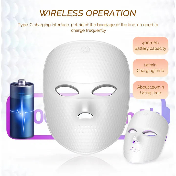 7 Colors LED Facial Mask Light Therapy Red Light Facial Mask for Anti-Aging Rejuvenation Brighten Skin Beauty Device